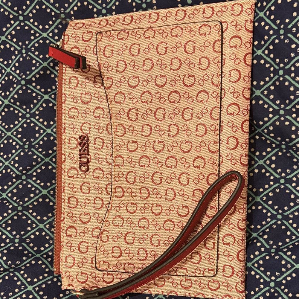Guess Red  Patterned Wristlet